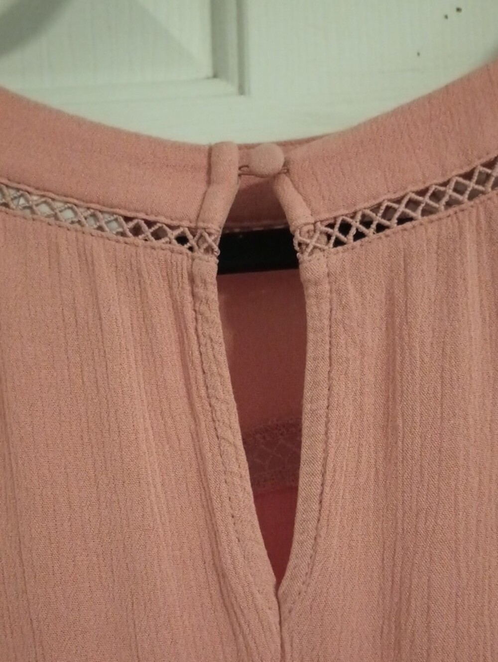 Ava & Viv Dusty Rose Crochet Yoke Short Sleeve Top - Picture 8 of 9